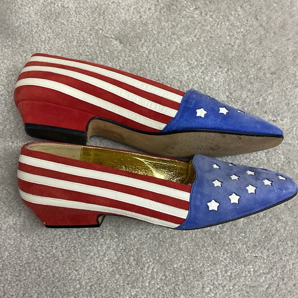 Vintage RARE Zalo women’s leather American flag pumps - Picture 3 of 8